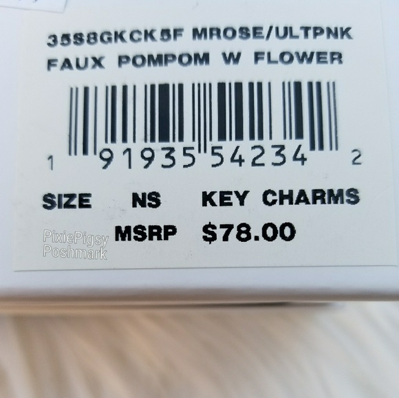 Michael Kors Pink Pom Pom Fur Ball Keychain Fob - Picture 4 of 6